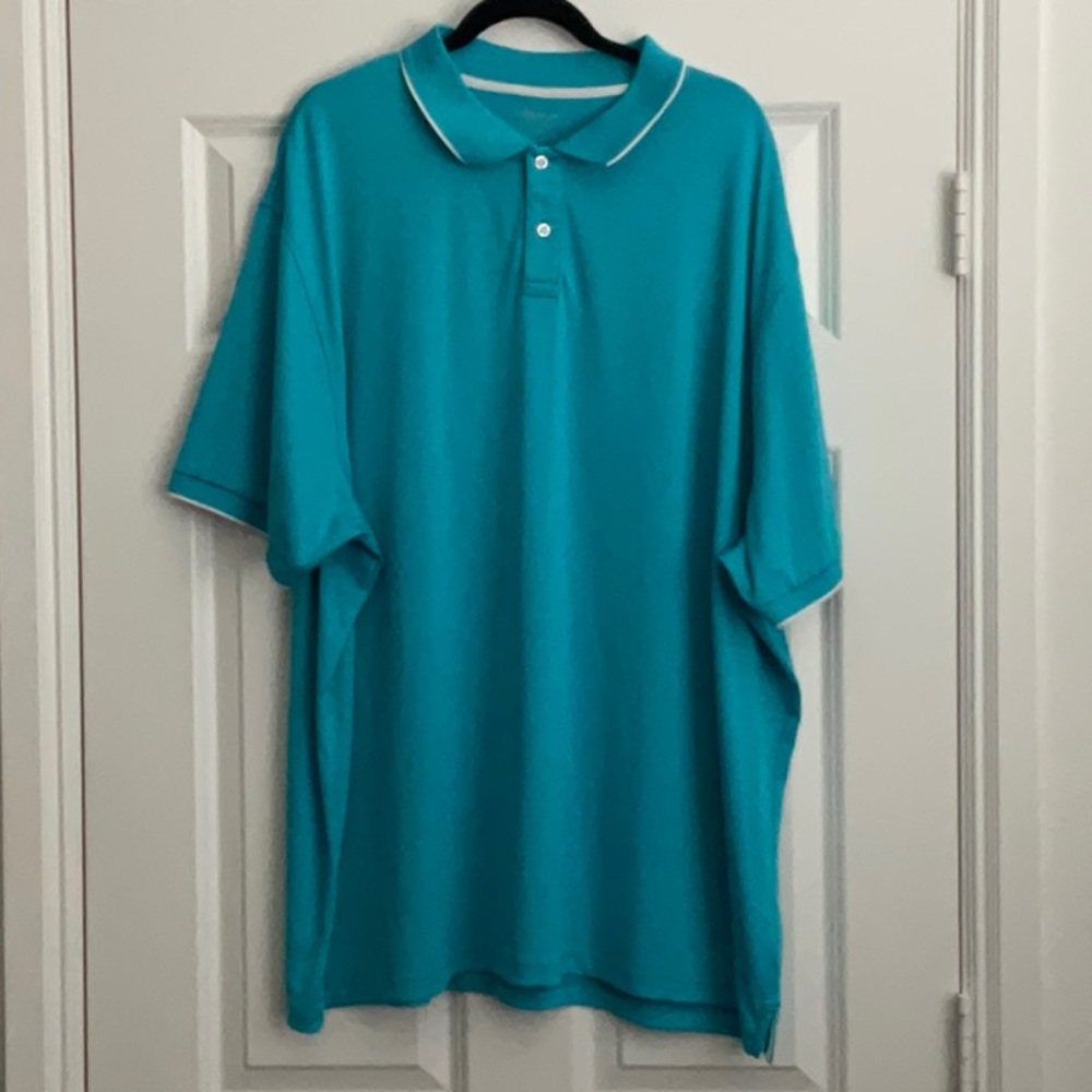 Claiborne turquoise teal moisture wicking polo. T125